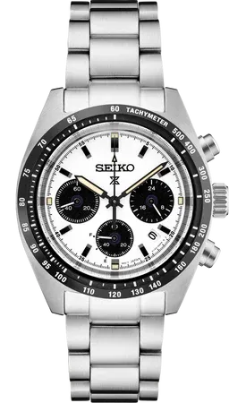 Seiko Prospex Speedtimer Solar Chronograph – White (Panda) Dial, 39mm – SSC813 Seiko SSC813 Prospex Speedtimer Solar Chronograph watch, white dial with black subdials and a tachymeter bezel