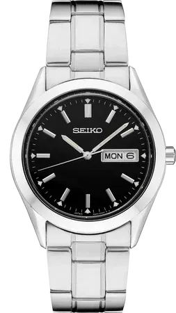 Seiko Essentials Collection Men's – Black Sunray Dial, Quartz – SUR361 Seiko SUR361 Essentials Collection watch, black sunray dial with day/date