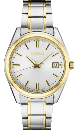 Seiko Essentials Collection Men's – White Dial, 40.2mm, Quartz – SUR312 Seiko SUR312 Essentials Collection watch, clean white dial with date and LumiBrite hands