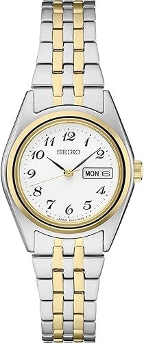 Seiko SUR438 Essentials Collection watch, white dial with Arabic numerals and day/date