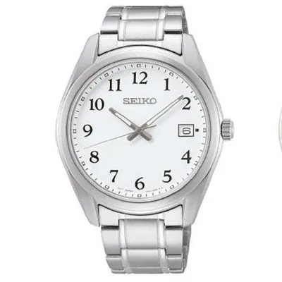 Seiko Essentials Collection Men's – White Dial, 40.2mm, Quartz – SUR459 Seiko SUR459 Essentials Collection watch, white dial with date and LumiBrite hands