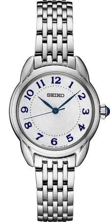 Seiko Essentials Collection Women's – White Arabic Dial, 28.7mm, Quartz – SUR561 Seiko SUR561 Essentials Collection watch, white dial with Arabic numerals