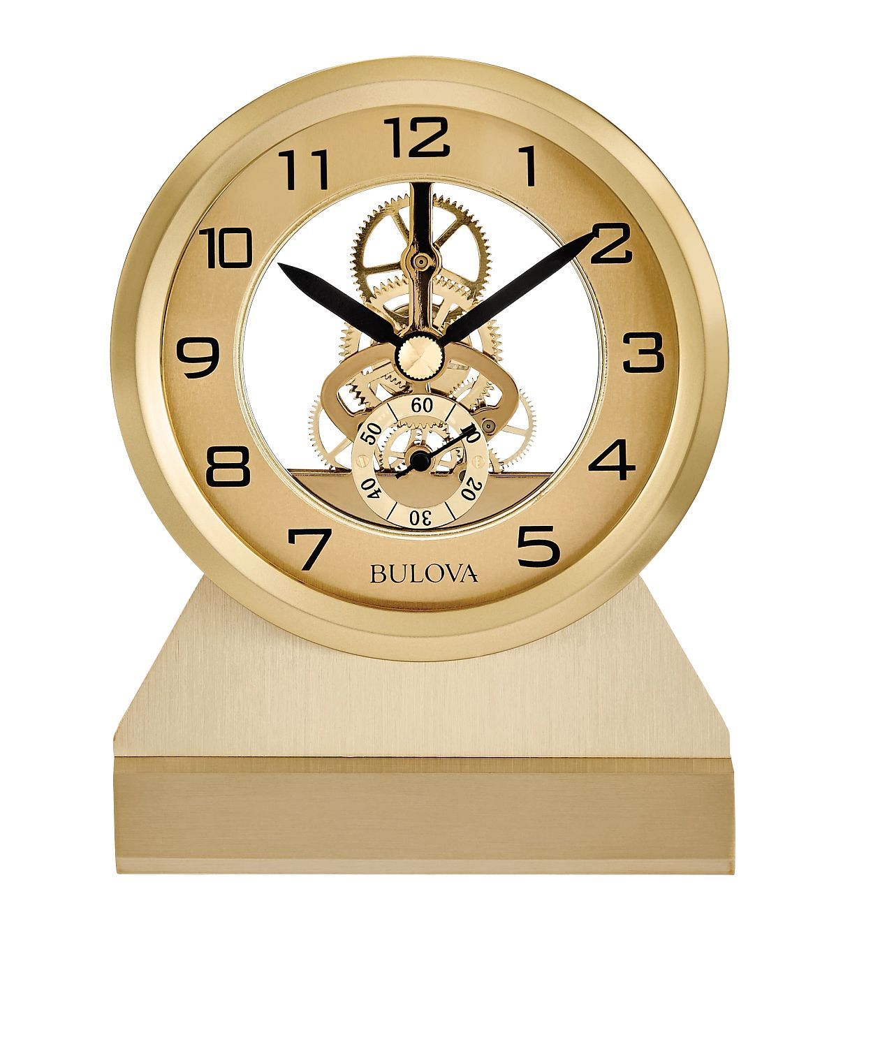 Bulova Golden Eye Skeleton Gear Desk Clock B1710 Bulova Golden Eye Skeleton Gear Desk Clock B1710