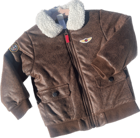 Full Zip Up Brown Aviator Bomber Jacket With Pockets