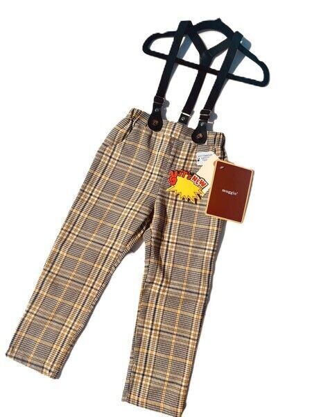 ​Kids Vintage Print Pants With Suspenders And 2 Pockets. Size: 2-3T