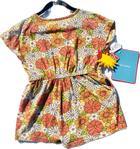 Dot Australia Brand Vintage Inspired Flower Print Short Sleeve Shorts Romper With Half Buttons