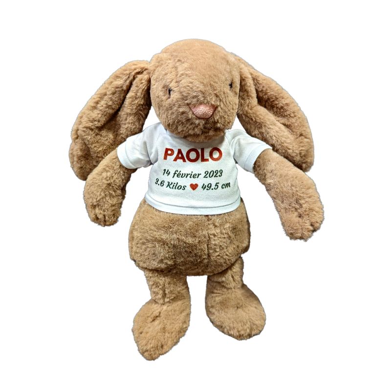 Lapin 30 cm avec tee shirt personnalisé