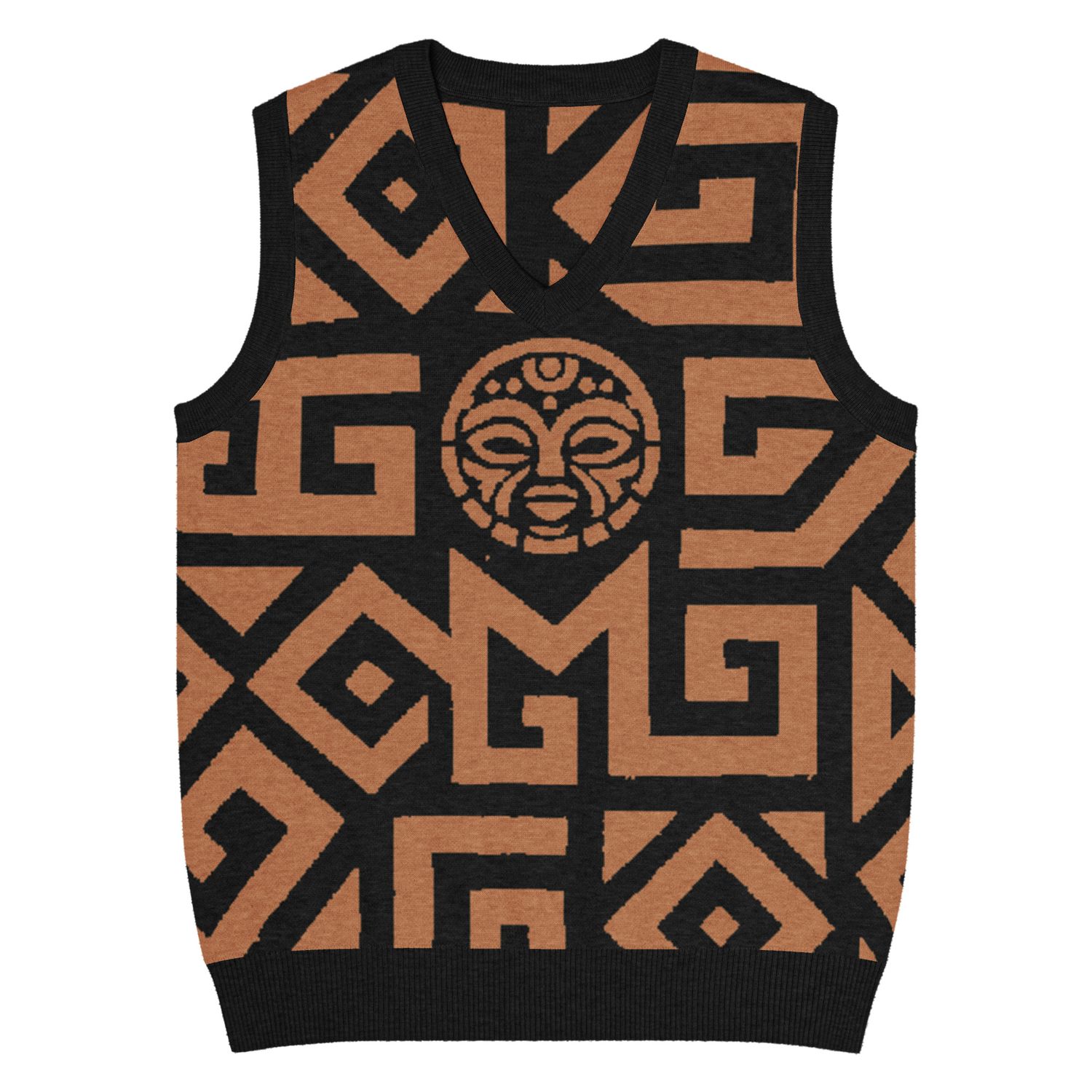 Pull en tricot col V sans manche KAMA KUBA