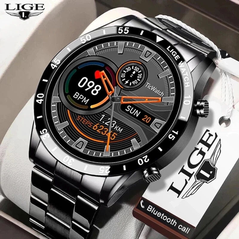 LIGE New Smart Watch Men Full Touch Screen Sports