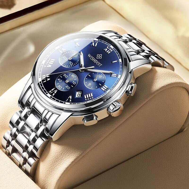 WISHDOIT New Fashion Men&#39;s Watch Stainless Steel Top Brand