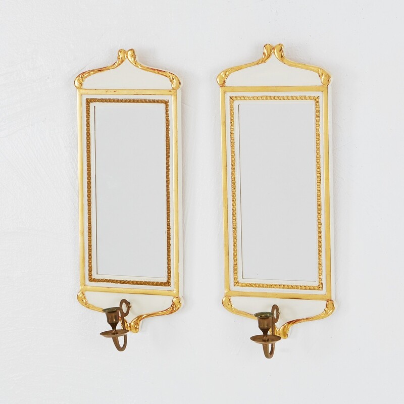 Pair of mirror candlesticks - Gustavian style