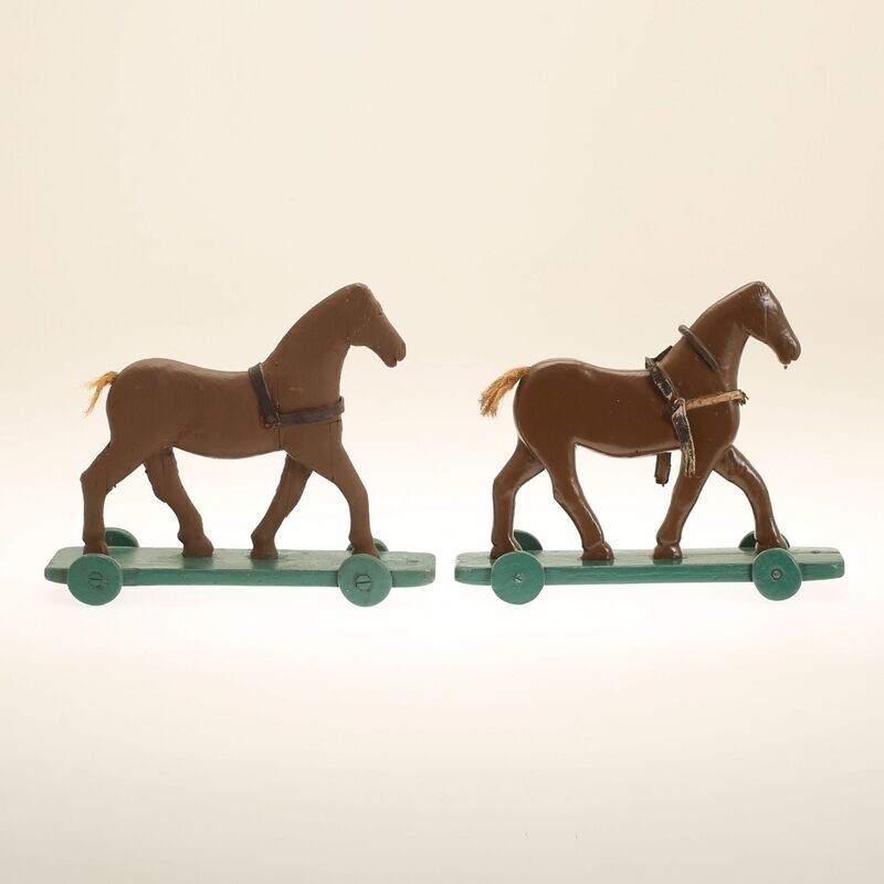 Old wooden toys - horses around 1900