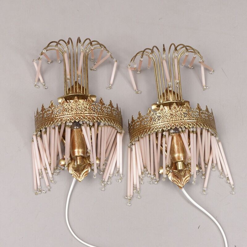 Wandleuchten um 1900 mit Stäbchen aus Glas