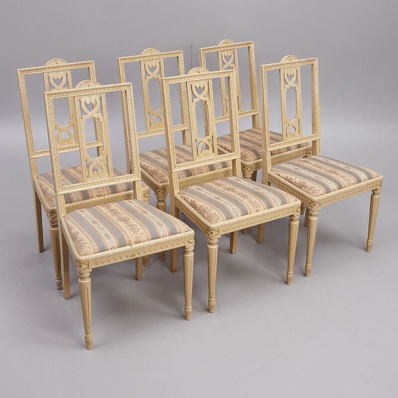 Set of 6 Gustavian style chairs circa 1900