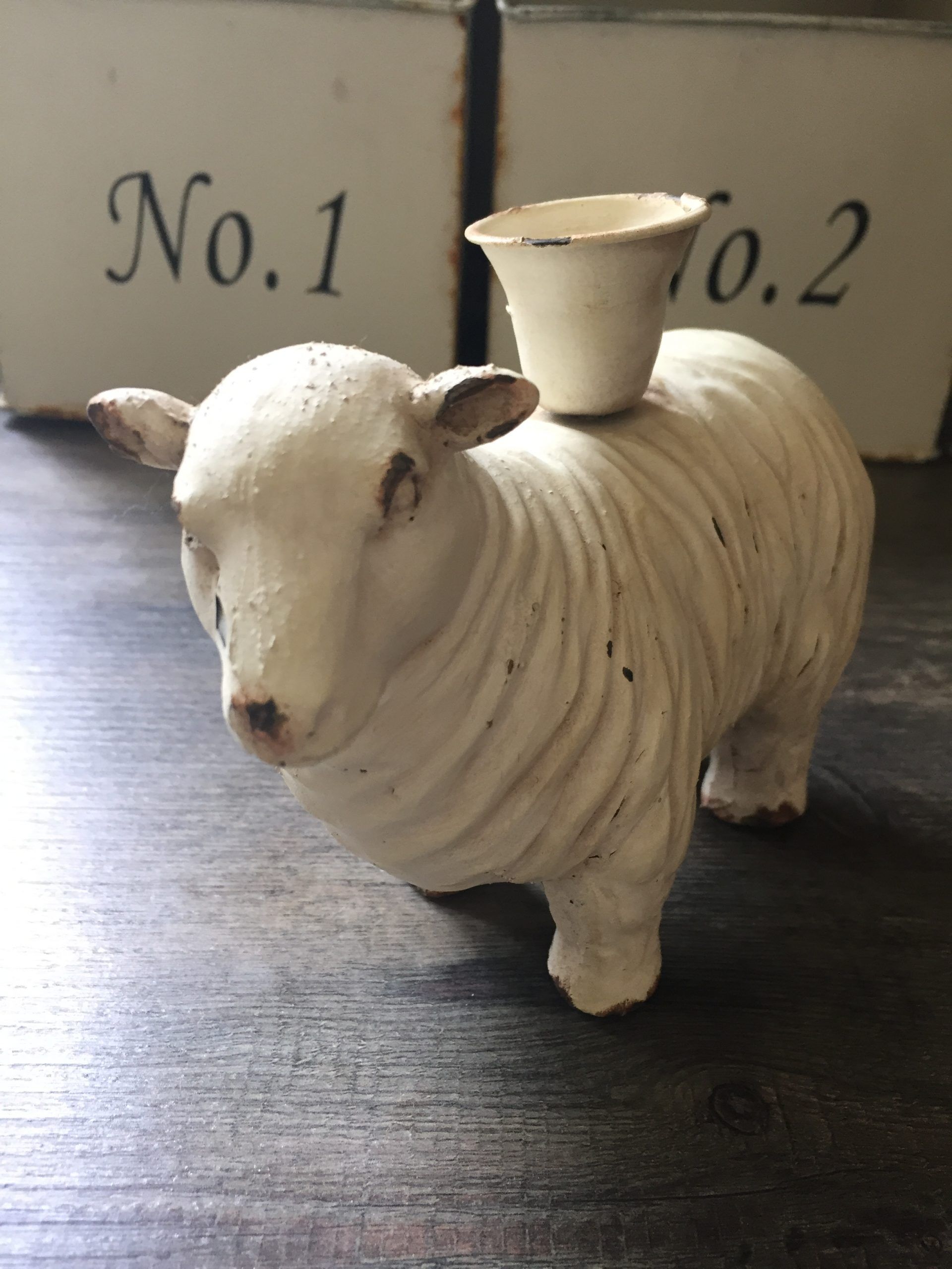 Tierischer Kerzenhalter aus Metall - Kuh, Schwein oder Schaf