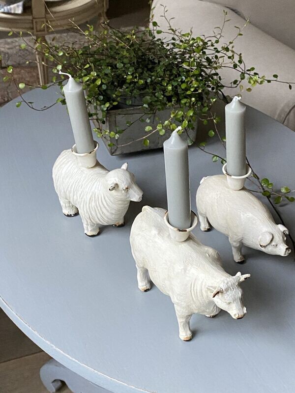 Metal animal candle holder - cow, pig or sheep