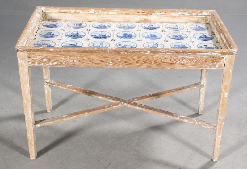 Old console table with original faience