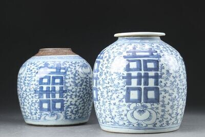Zwei chinesische Blaumalereien aus alter Zeit
