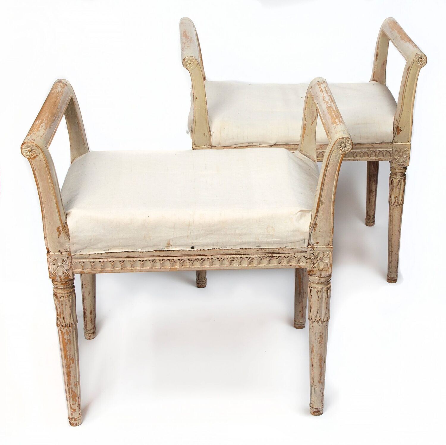 Gustavianische Taburettes um 1850