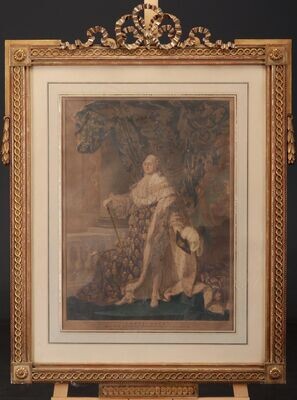Paar Kupferstiche mit Ludwig XVI und Marie Antoinette im Traumrahmen