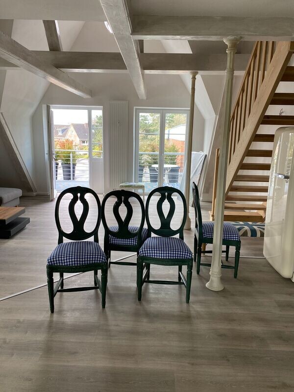 Four Gustavian chairs with new cover