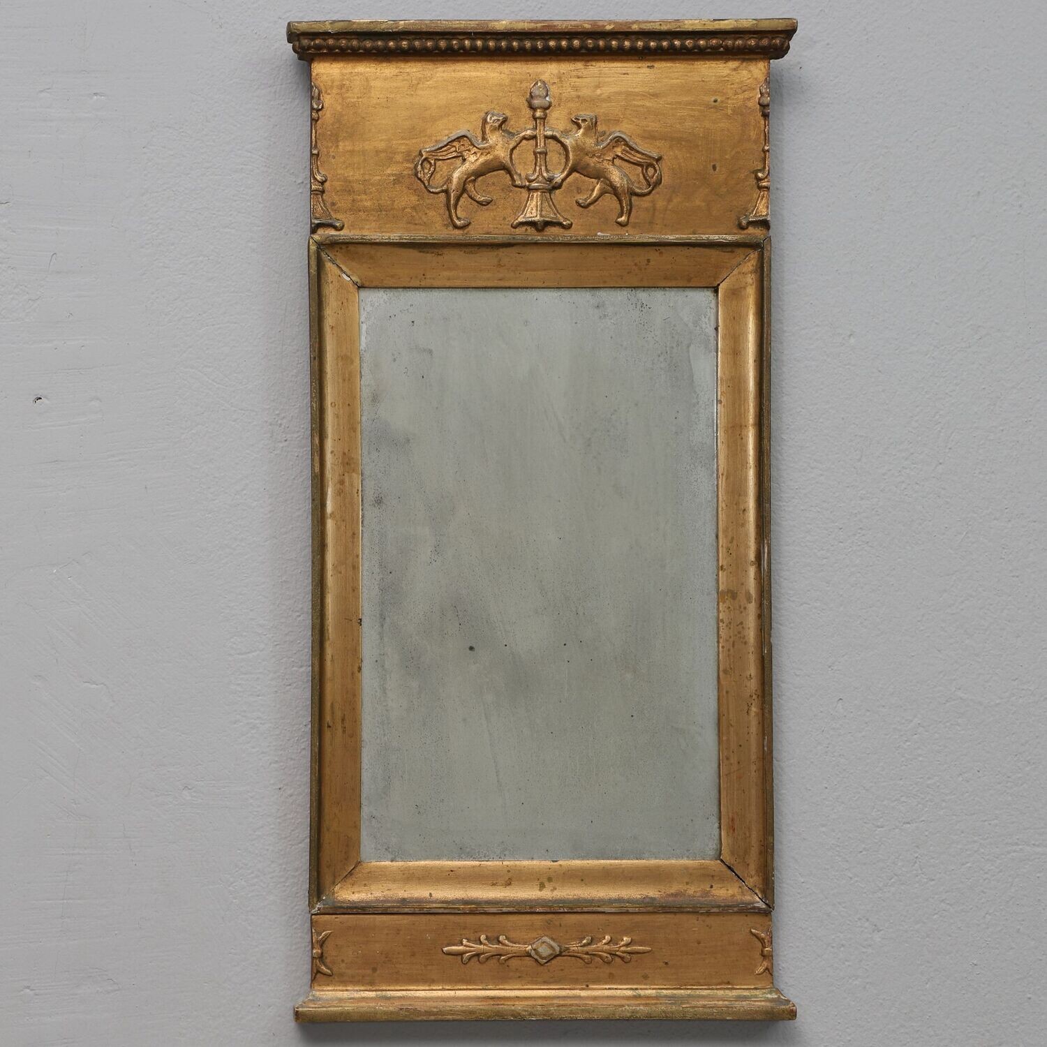 Empire Spiegel aus vergoldetem Holz von 1800
