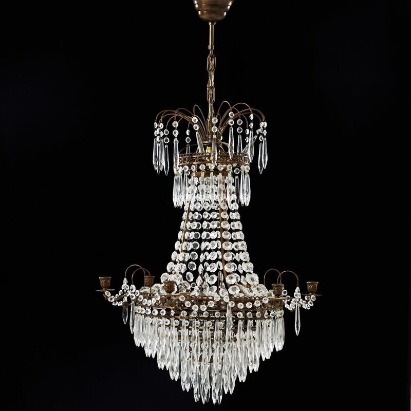 Schwedischer Prismen Kronleuchter um 1900