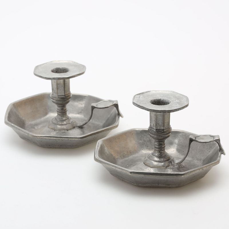 Original Zinn-Kerzenhalter mit Kennzeichnung um 1820