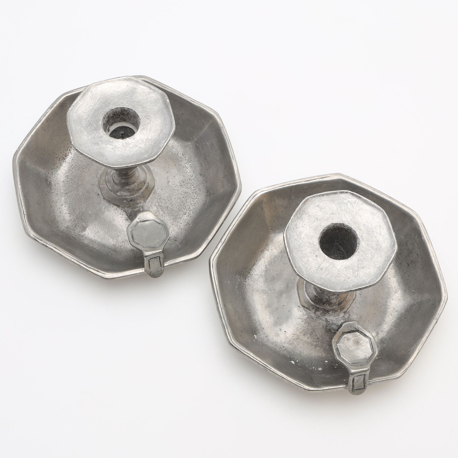 Original Zinn-Kerzenhalter mit Kennzeichnung um 1820