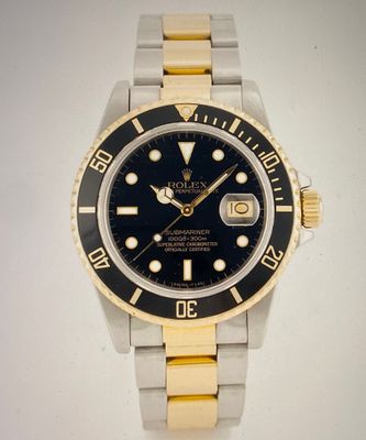 Rolex Submariner Stahl/Gold mit schwarzem Zifferblatt