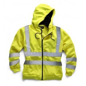 Embroidered Hi Vis Hooded Sweatshirt - Zipped Front