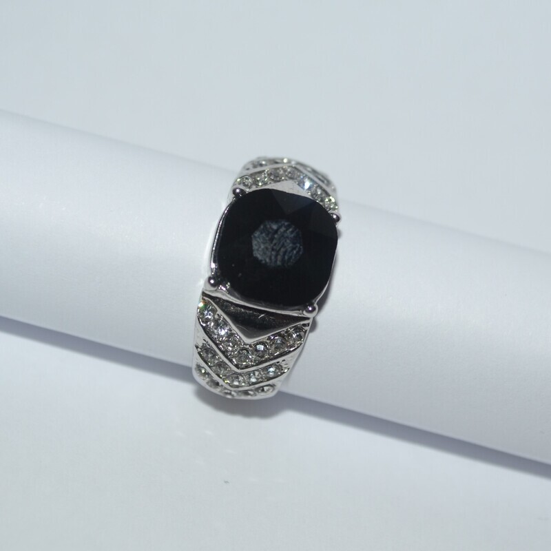Ring - Silver with Black Stud