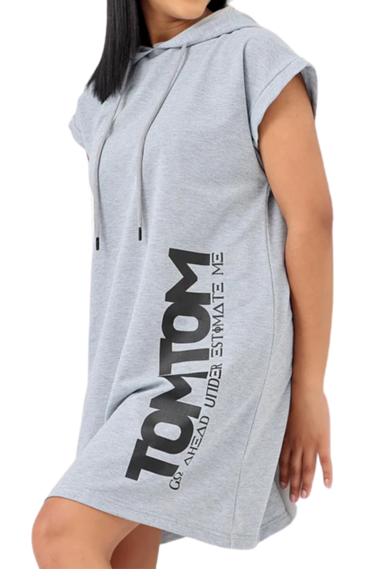 Women Summer Sleeveless Fleece Hoodie Dress - Grey