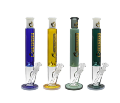 Social ATALAX Colored Tube Straight Waterpipe (A-15/A-05) | 15 Inch | Assorted Colors