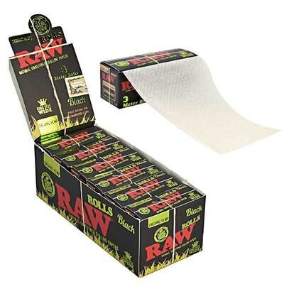 RAW Black Organic Rolling Papers Rolls | 3 Meter (King Size Wide)