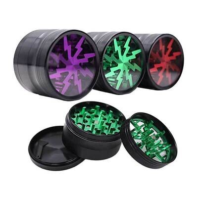 Max Metallic Clear Top 4 Part Heavy Grinder (GG-018M) | 63mm | Assorted Colors