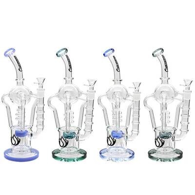 Social ORB with Middle Coil and Sprinkler Perc Recycler Waterpipe (A816) | 14 inch | Assorted Colors