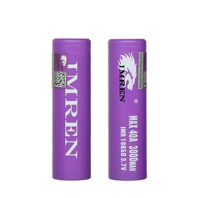 Imren 18650 Battery | 2 Pack | Purple 3000mah (40A)