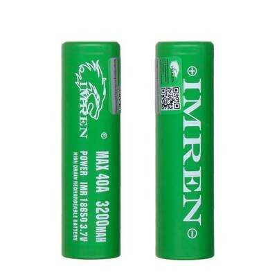 Imren 18650 Battery | 2 Pack | Green 3200mah (MAX40A)