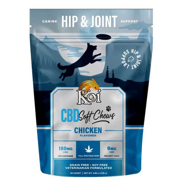 Koi Hip & Joint Support CBD Soft Chews Dog Treats | 180mg | 30 Count | Chicken Flavored