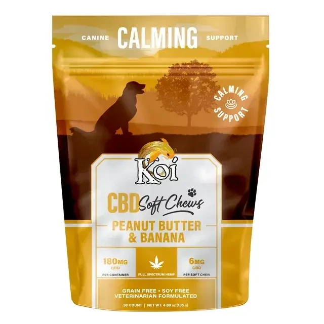 Koi Calming Support CBD Soft Chews Dog Treats | 180mg | 30 Count | Peanut Butter & Banana
