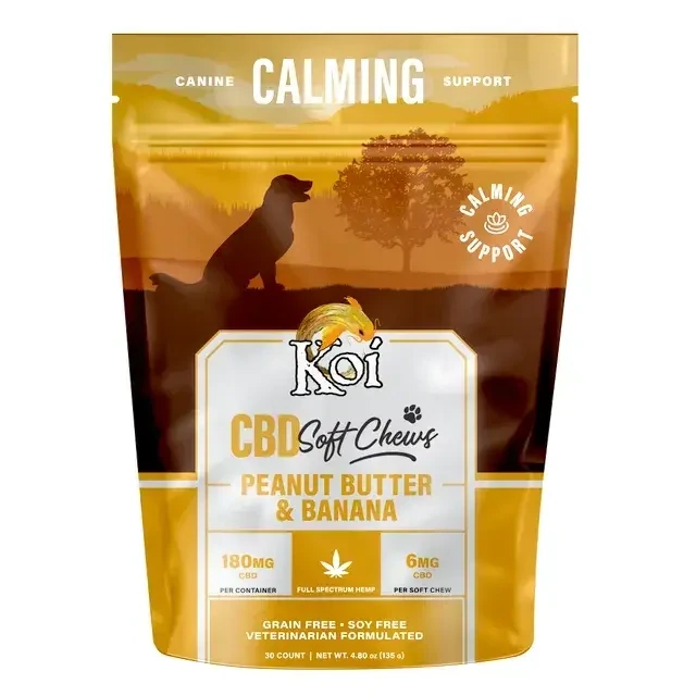Koi Calming Support CBD Soft Chews Dog Treats | 180mg | 30 Count | Peanut Butter &amp; Banana