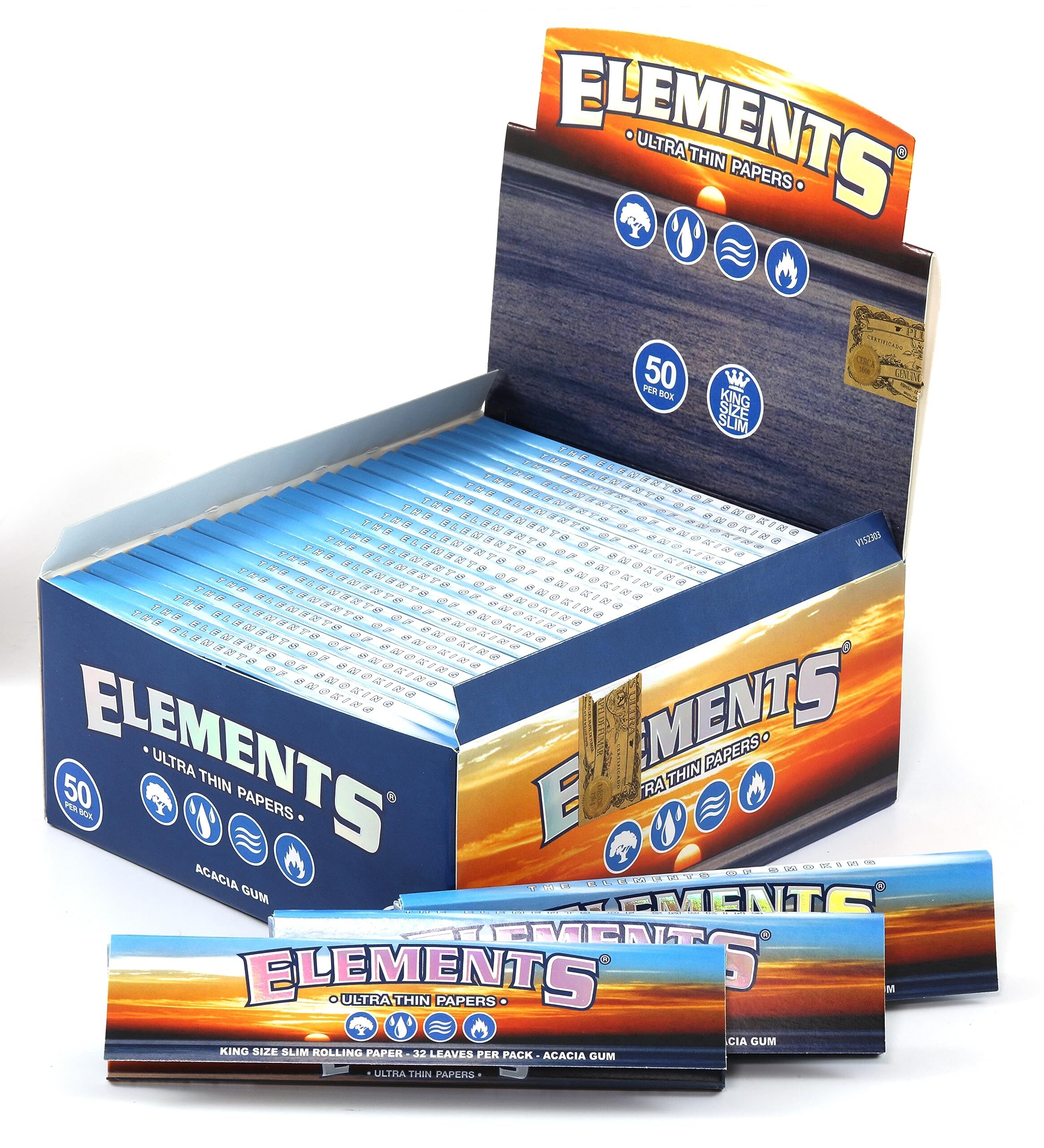 Elements Ultra Thin Rice Papers | King Size Rolling Paper | 32 Leaves