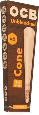 OCB Virgin Unbleached Cones Ultra Thin - 1 1/4 Size (6 Pack)