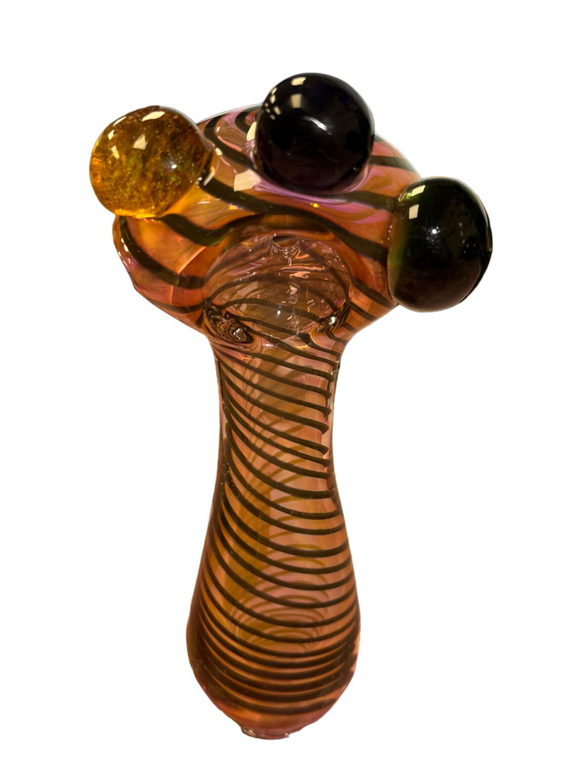 Swirl Design Gold Fumed Fancy Mix Handpipe | 4 inch