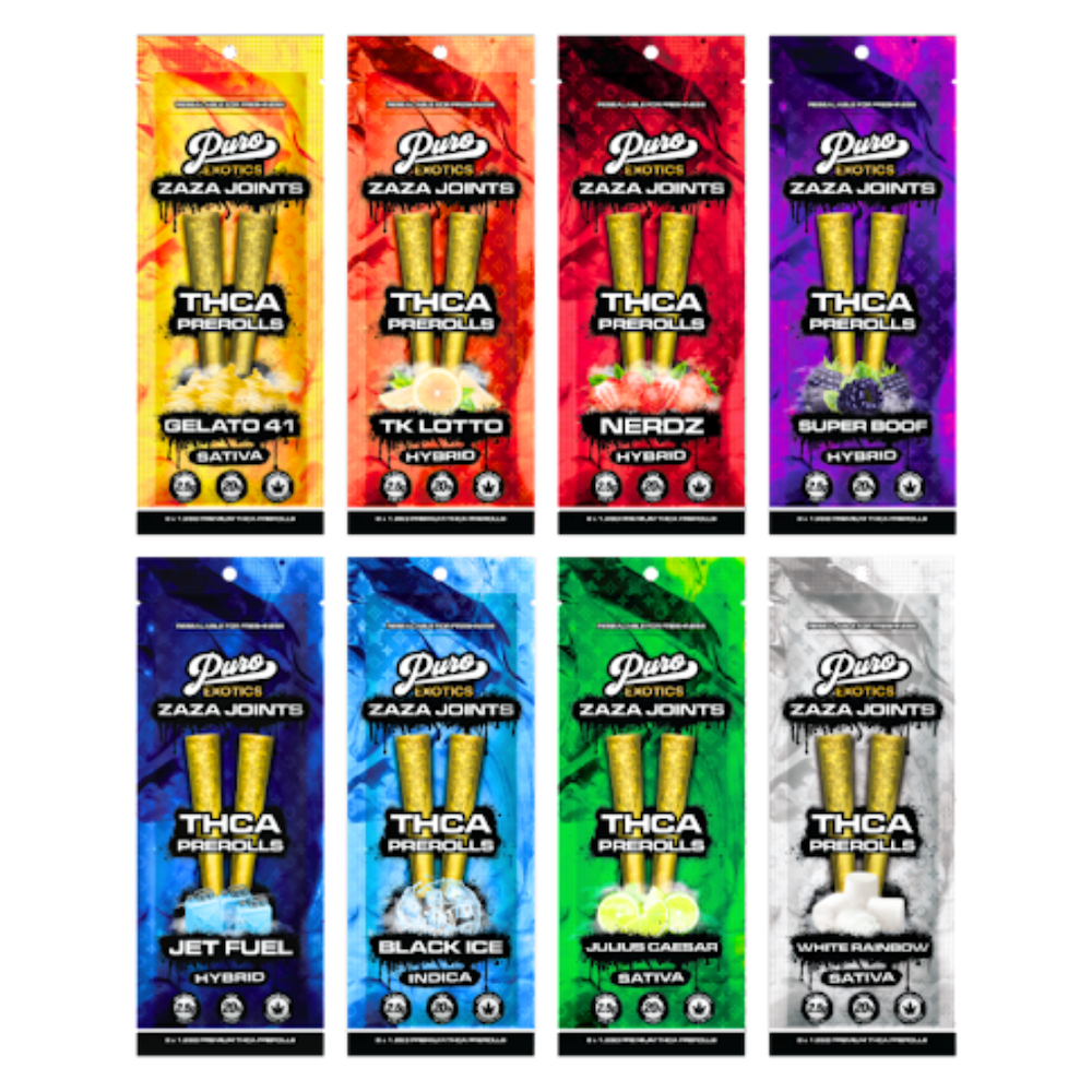 Puro Exotics Zaza Joints THCA Pre-Rolls | 2.5g — Black Ice (Indica)