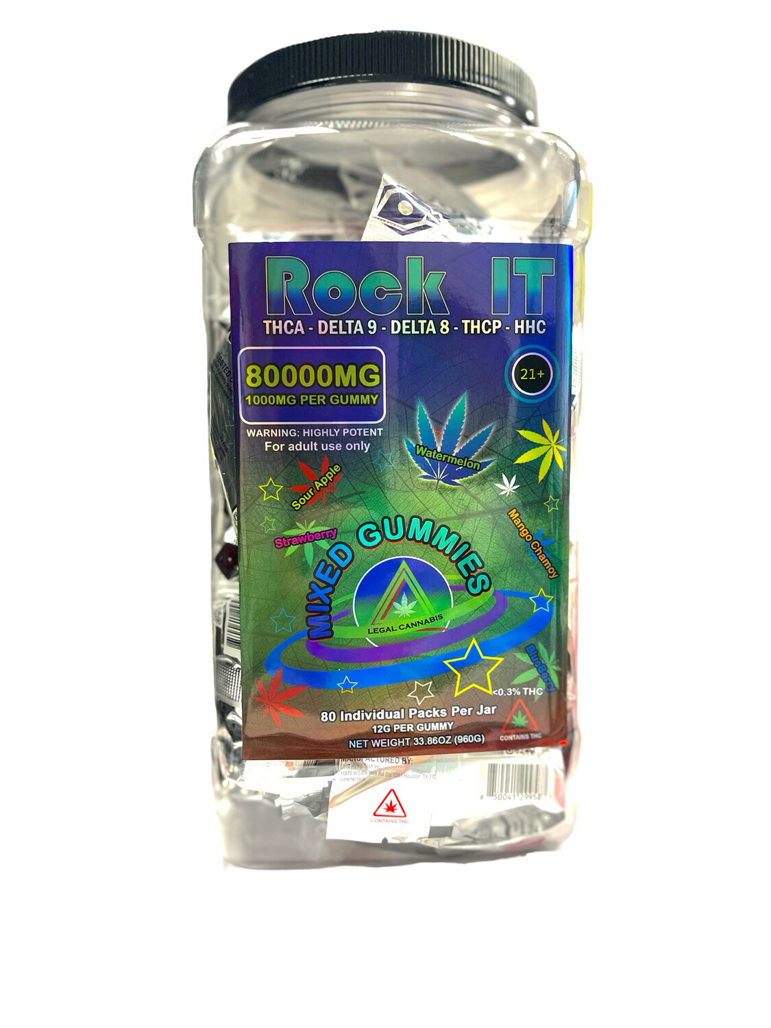 Rock It D8 D9 THCA THCP HHC Mixed Gummies 1000mg Per Gummy 1 Pack rock-it-d8-d9-thca-thcp-hhc-mixed-gummies-1000mg-per-gummy-1-pack