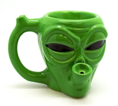 Alien Head Porcelain Mug Waterpipe | 7 inch