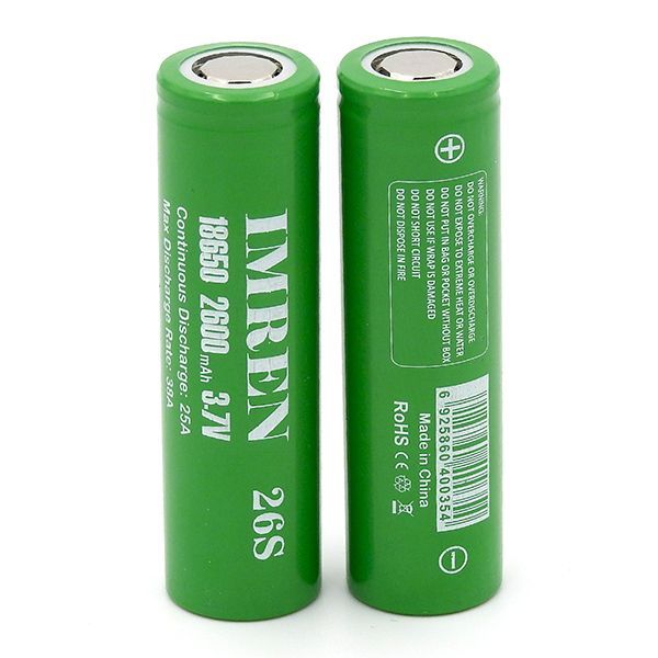 IMREN 18650 26S 38A GREEN RECHARGEABLE BATTERY 2 PCS