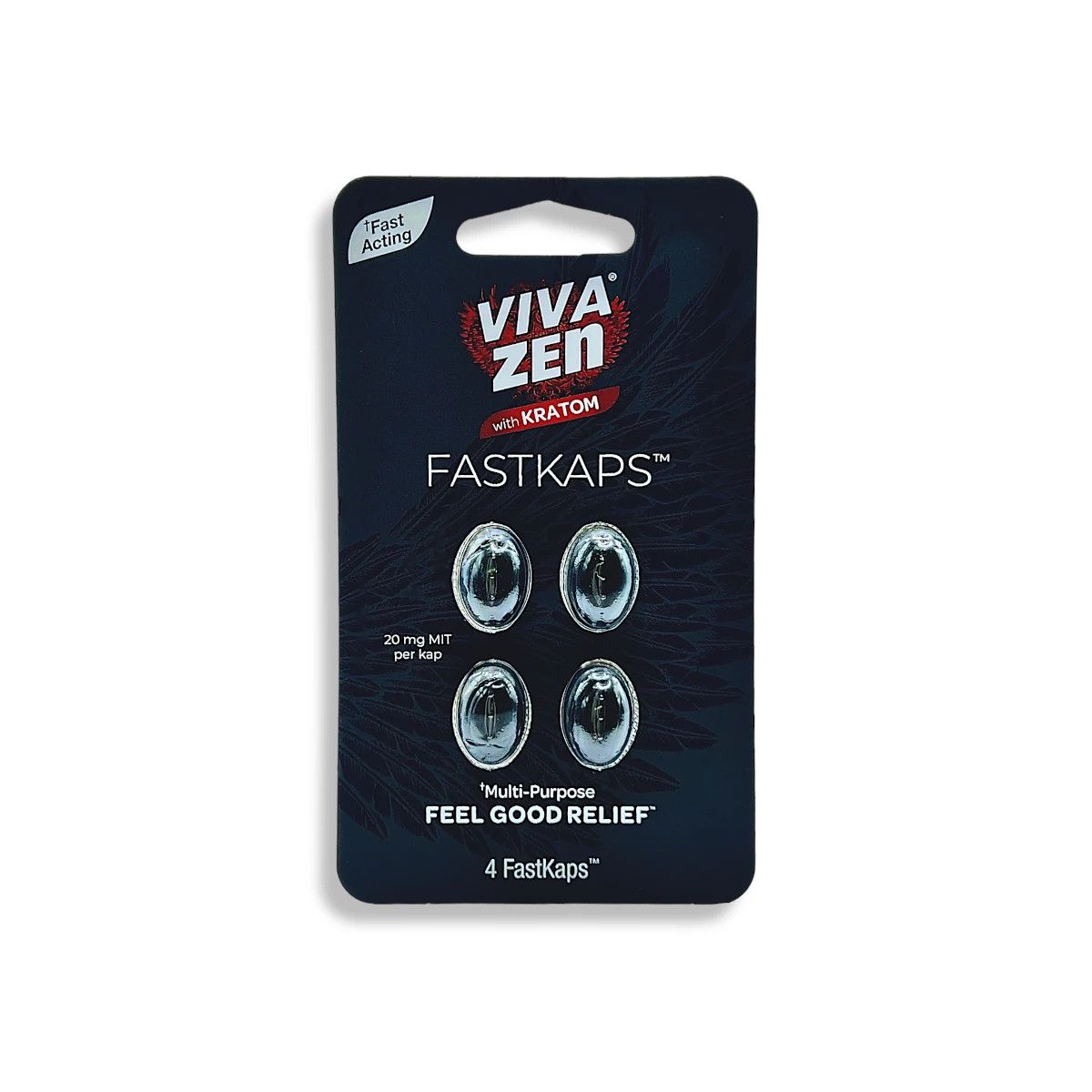 Viva Zen with Kratom Fast Kaps | Multi-Purpose | 4 Count 20mg MIT per Cap